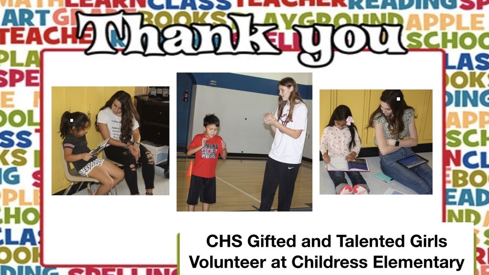 CHS Gifted and Talented Girls Volunteer at Childress Elementary